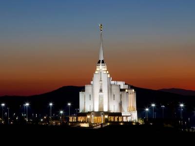 The Rexburg Temple at sunset