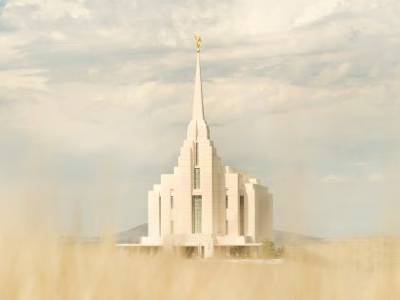 Peaking through some wheat at the Rexburg Temple